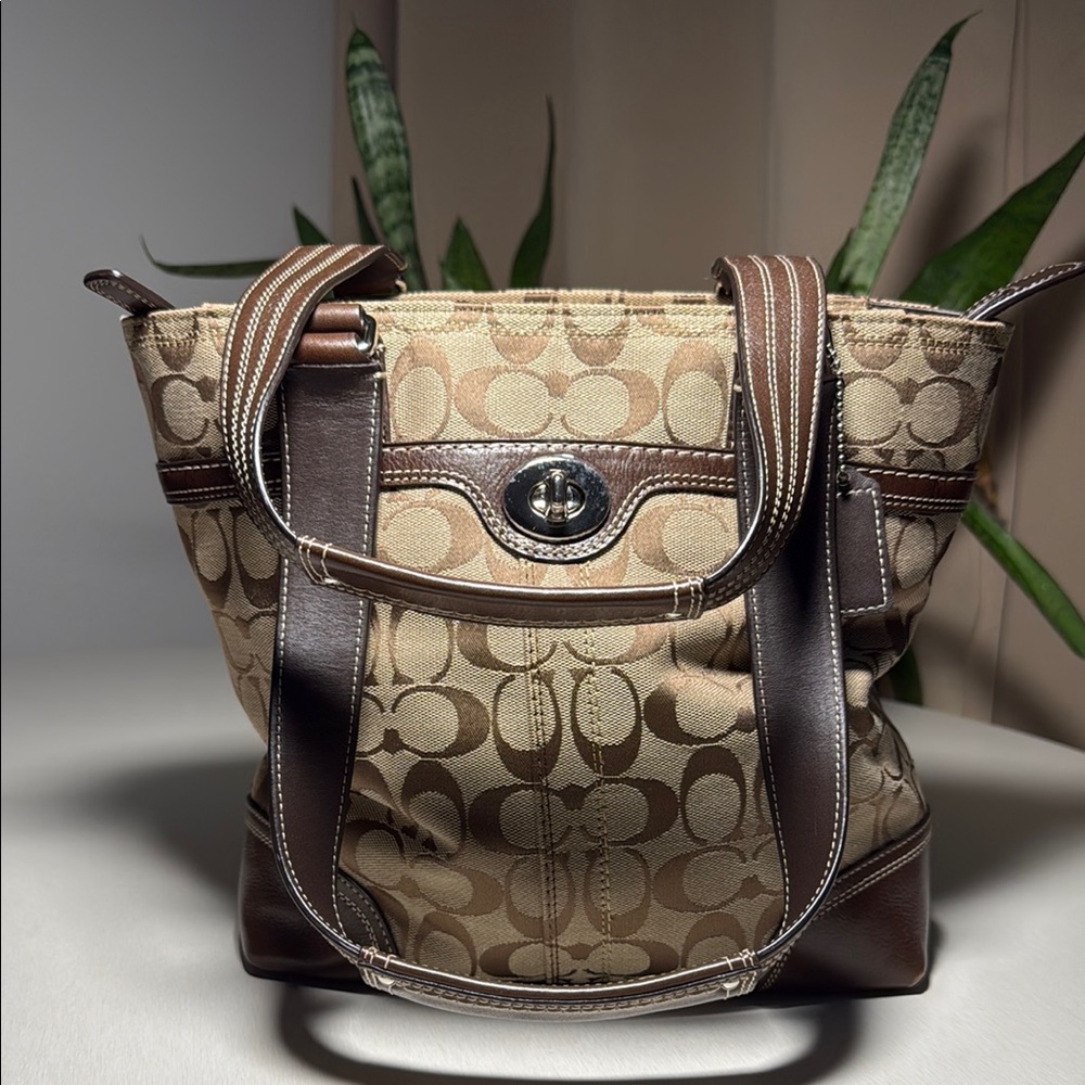 Coach Brown Patterned Shoulder Bag
